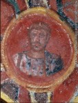 St. Andrew medallion on the ceiling of catacomb of St. Tecla