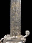 Closeup of 14th century engraved blade
