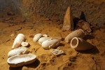 Limestone offering jars in burial shaft
