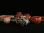 Ceramic grave goods, jester god incense burner center