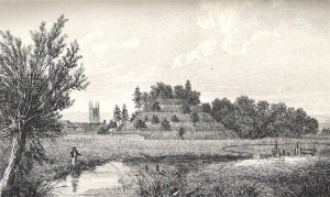 Engraving of Marlborough Mound from 'The Ancient History of Wiltshire', 1812-1821