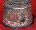 112-year-old Christmas plum pudding tin, back
