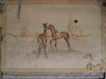 Harperley canteen wall painting, foals in the meadow