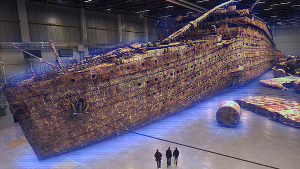 Titanic wreck in a virtual hangar