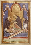 Illumination of monks finding the incorrupt body of St. Cuthbert, from Bede's Life of Cuthbert, 12th century