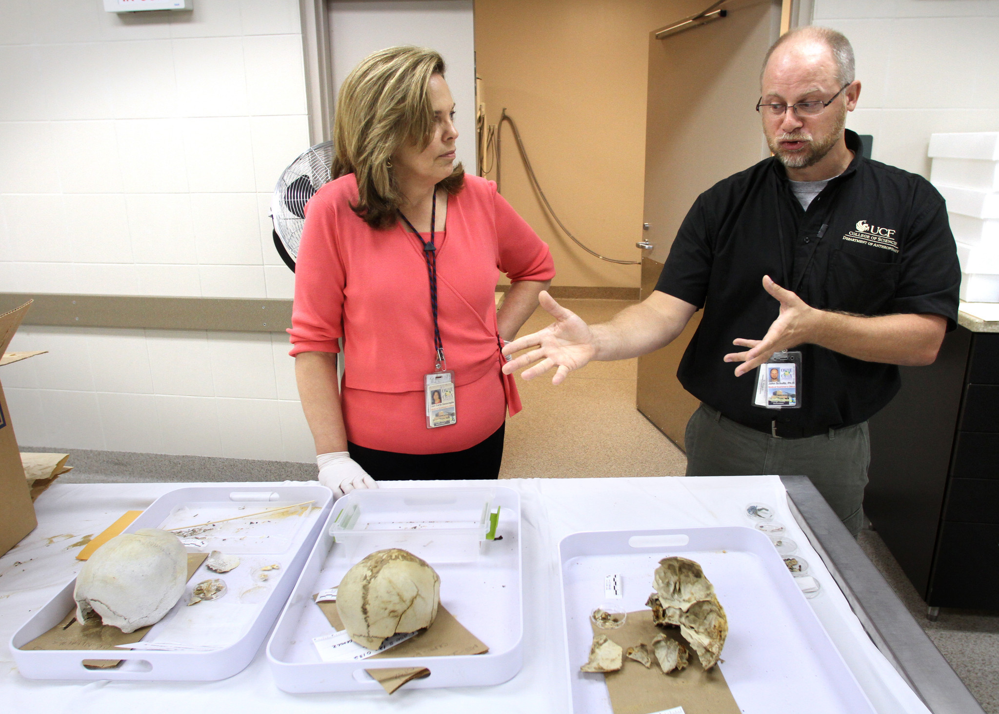 Dr Jan Garavaglia and Dr John Schultz discuss the two skulls