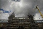 Scaffolding obscures the facade in 2009