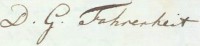 Fahrenheit signature from letter to Linnaeus