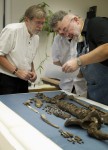 Researchers examine remains of Tycho Brahe in 2010, photo by Jacob C. Raven, Aarhus University