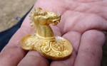 Thracian gold horse head, side view