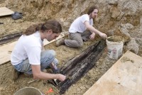 Coffin excavated from Asylum Hill in 2013. Photo courtesy UMMC via The Clarion-Ledger.
