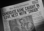 Newspaper headline from Citizen Kane mocking Susan Alexander as a "singer"