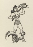 Drawing by H.G. Peter inspired by Rogers' suffrage comic; both appeared in Marston's 1944 article in The American Scholar "Why 100,000,000 Americans Read Comics"
