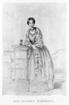 Florence Nightingale standing with owl, Athena. Lithograph by F. Holl after a sketch by Florence's sister Parthenope. Wellcome Library, London. Wellcome Images.