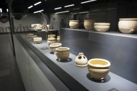 Ancient Roman pottery on display in the San Giovanni subway station. Photo by Andrew Medichini/AP.