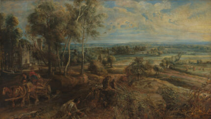 View of Het Steen in the Early Morning by Peter Paul Rubens, 1636, before cleaning. Photo courtesy the National Gallery.