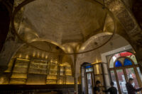Entrance to main room of Cervecería Giralda with 12th century vault and geometric murals. Photo by Paco Puentes, El Pais.