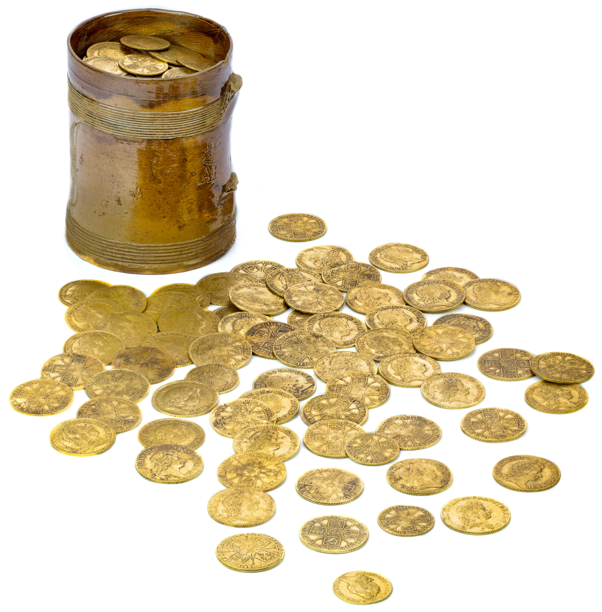Gold coin hoard in a cup found under kitchen floor