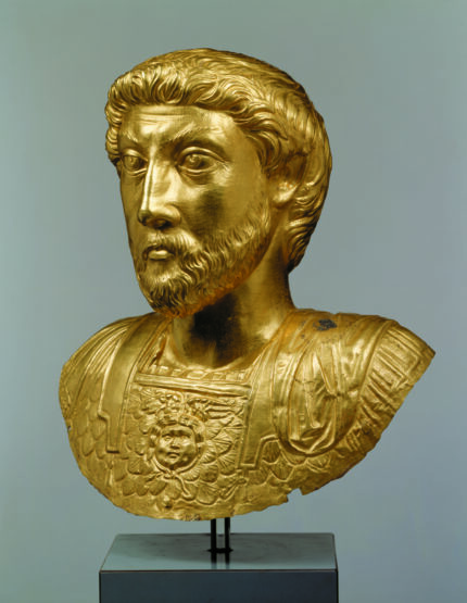 Golden bust of Emperor Marcus Aurelius from Avenches, western Switzerland, is going on display at the Getty Museum.
