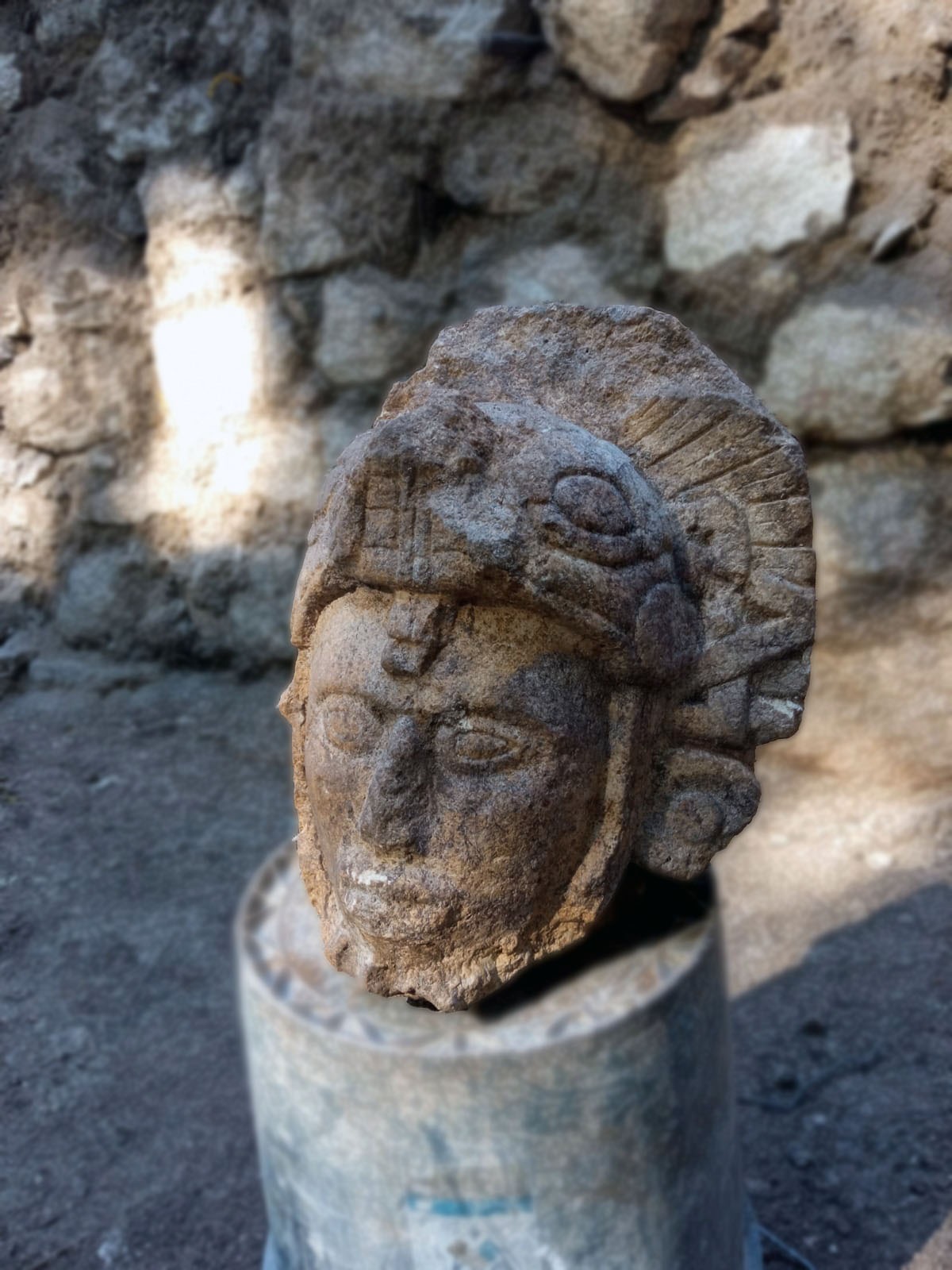 Maya warrior head sculpture found at Chichén Itzá
