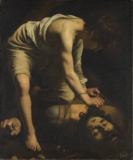 Caravaggio's 'David with the Head of Goliath' before restoration. Oil on canvas. Museo Nacional del Prado, Madrid. Photo by Alberto Otero Herranz.