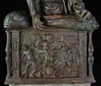Detail of bronze panel at the base of the statue. Photo courtesy A. Quattrone, Friends of Florence.