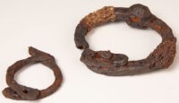 Iron shackles. Photo courtesy Emmanuelle Collado, Inrap