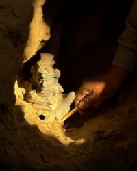 Deity with human and bird features. Photo courtesy Huacas de Moche Archaeological Project UNT