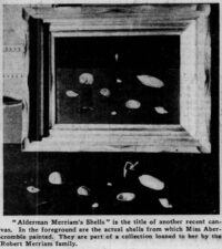 Alderman Merriam's Shells photographed with the shells in the Chicago Tribune, Sun, Sep 14, 1952. Photo courtesy the Chicago Tribune.